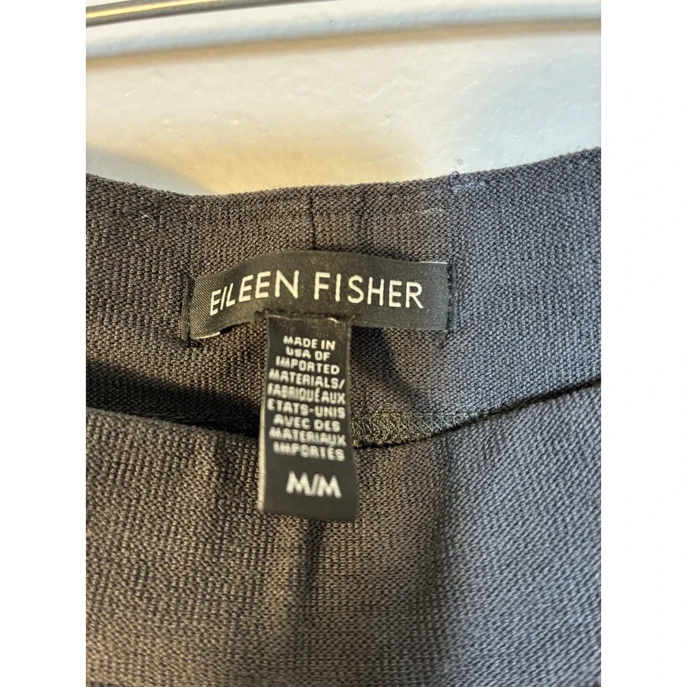 Eileen Fisher Pull On Straight Leg‎ Pants Women's Sz M Black Quiet luxury